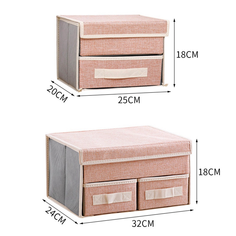 Double-Layer Storage Box Drawer Storage Box Foldable Home Underwear Storage Box (Pink Double Layer One Draw)