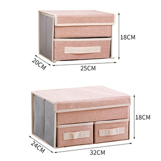 Double-Layer Storage Box Drawer Storage Box Foldable Home Underwear Storage Box (Pink Double Layer One Draw)