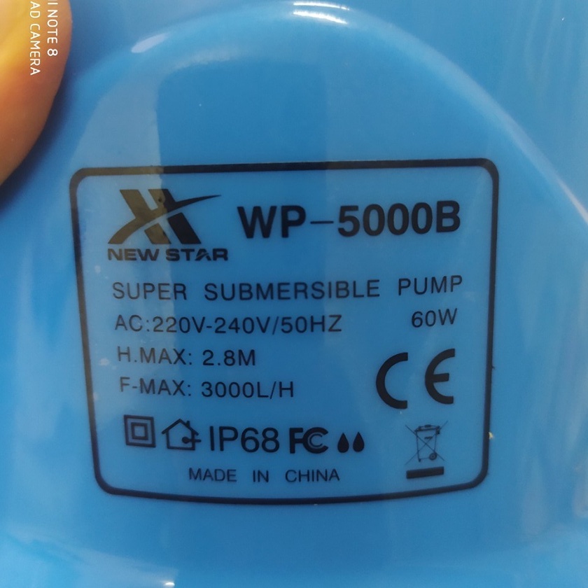 Máy bơm chìm cặn đáy WP-5000B công suất 60W bơm hút cặn đáy, bơm chìm bể cá