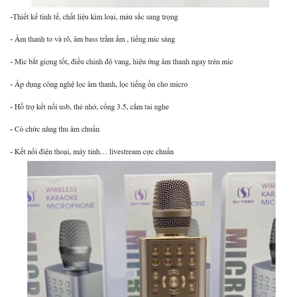 Micro karaoke YS-96 bluetooth không dây hỗ trợ ghi âm đổi giọng - âm thanh cực chất - Tích Hợp Live Stream Loa Bass