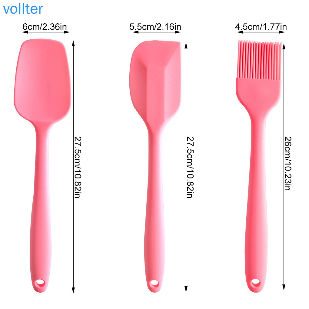 Bộ 3 Dụng Cụ Làm Bánh Bằng Silicon Màu Hồng Xinh Xắn Tiện Dụng