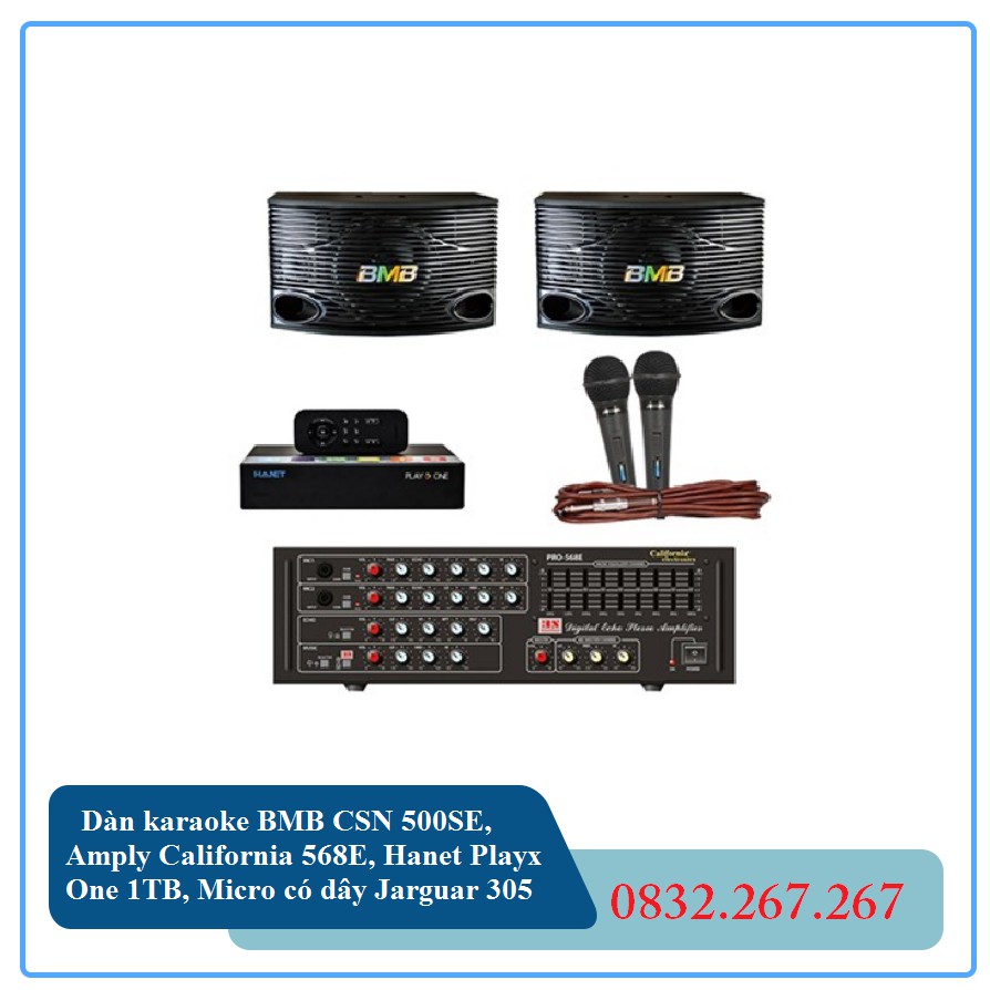 Dàn karaoke BMB CSN 500SE, Amply California 568E, Hanet Playx One 1TB, Micro có dây Jarguar 305