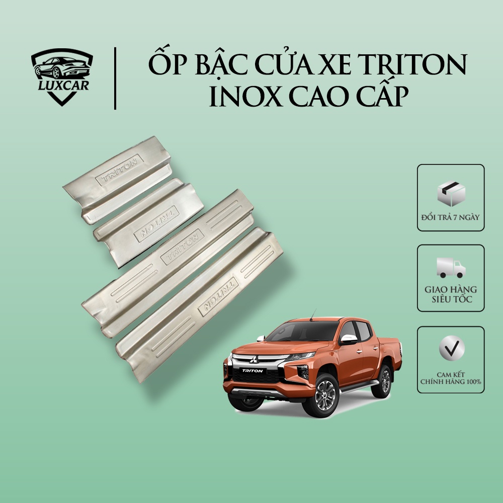 Ốp bậc cửa xe MITSUBISHI TRITON - Chất liệu INOX cao cấp LUXCAR