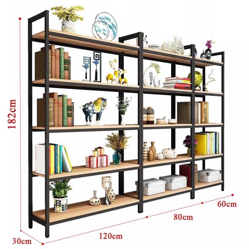 Kệ sắt đa năng 3-4-5 Tầng trưng bày sản phẩm cửa hàng siêu thị, khung sắt sơn tĩnh điện, mặt gỗ melamin chịu tải