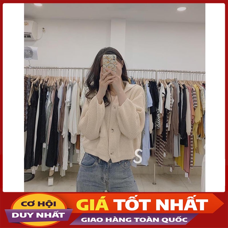 Aó Cardigan Len Croptop 1 Túi Siêu Hót M1028-Violet