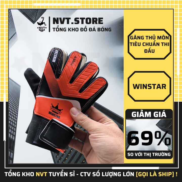 Găng tay thủ môn trẻ em Winstar không xương, ôm sát bàn tay, Bao tay bắt bóng dính siêu tốt - NVT.store.vn