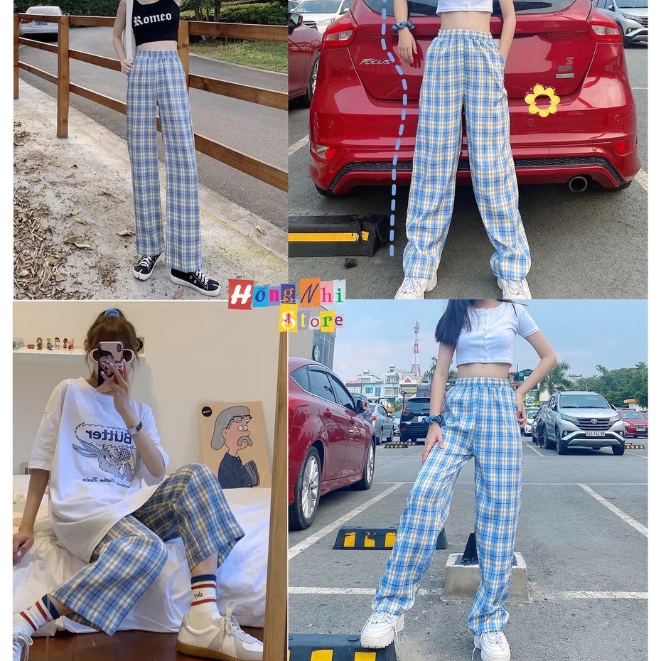 [ Mã FAMAYWA giảm 10K đơn 50K] Quần baggy unisex caro (có 4 MÀU) ống xuông phong cách ullzang chất kate dày dặn