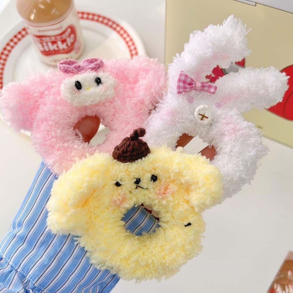 Dây Cột Tóc Cao Su Co Giãn Bọc Vải Bông Hình Gấu / Thỏ Dễ Thương