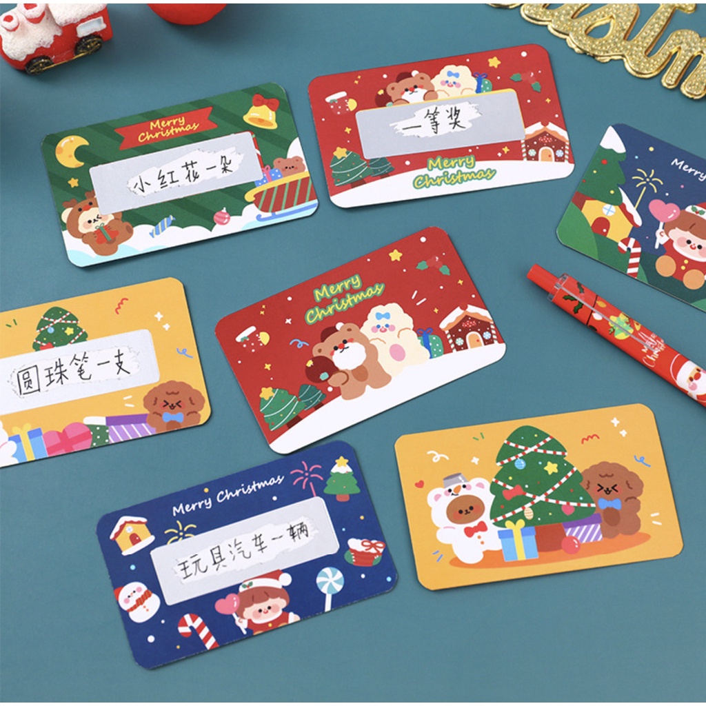 Set 20 Thẻ Bài Cào May Mắn Phong Cách Giáng Sinh Cho Bé