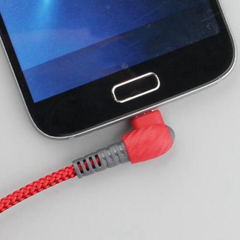Nylon Braided Ultra Durable 90 Degree Android Charging Cable Right Angle Micro USB Charger Cable