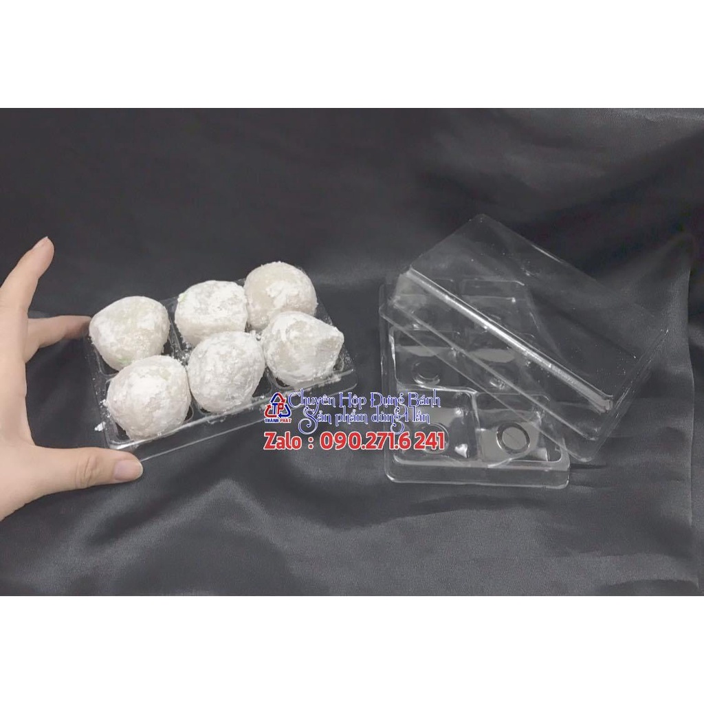 100 Hộp 6 ngăn trong đựng socola tặng quà valentine, 8/3 bánh bao chỉ, đựng bánh mochi mini