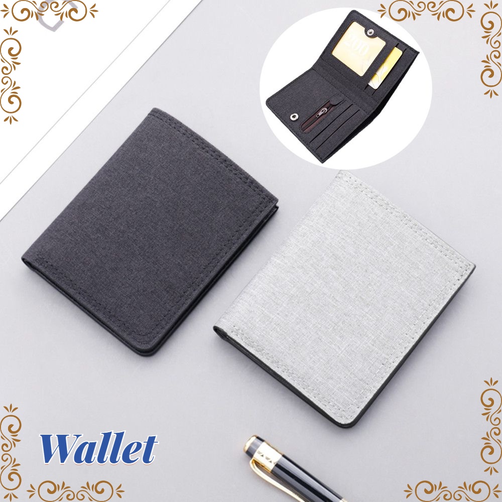 Ví Canvas Mini Đa Năng Dạng Gập Có Khóa Kéo Đơn Giản Dành Cho Nam