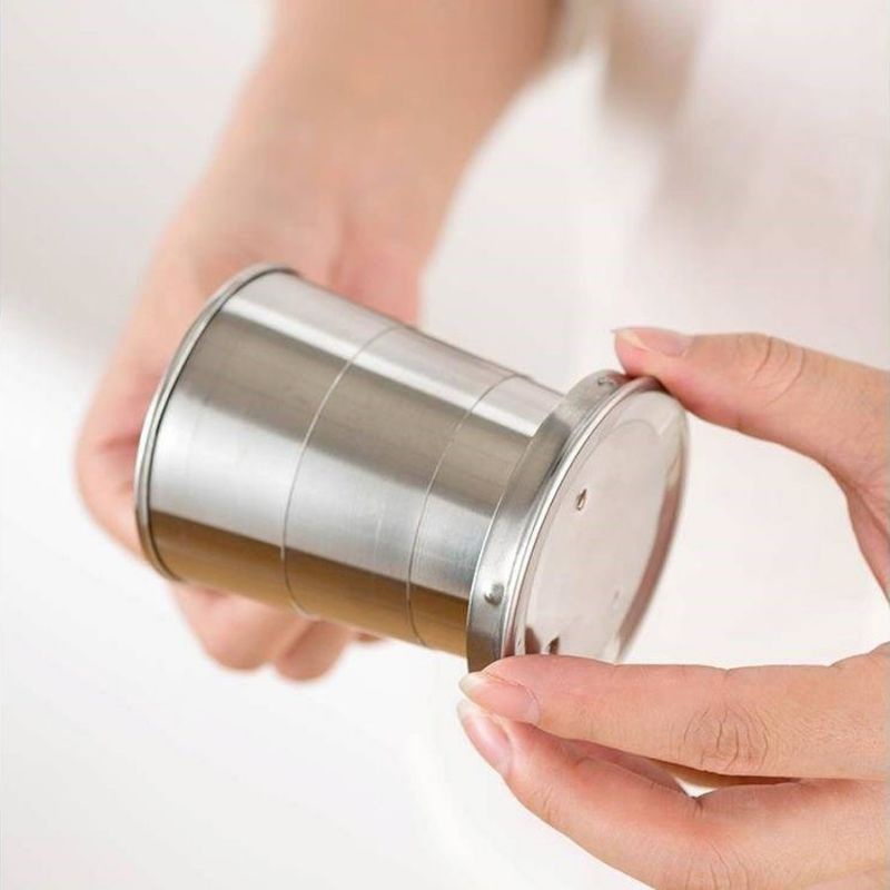 Ly uống nước bằng thép có thể xếp gọn tiện dụng