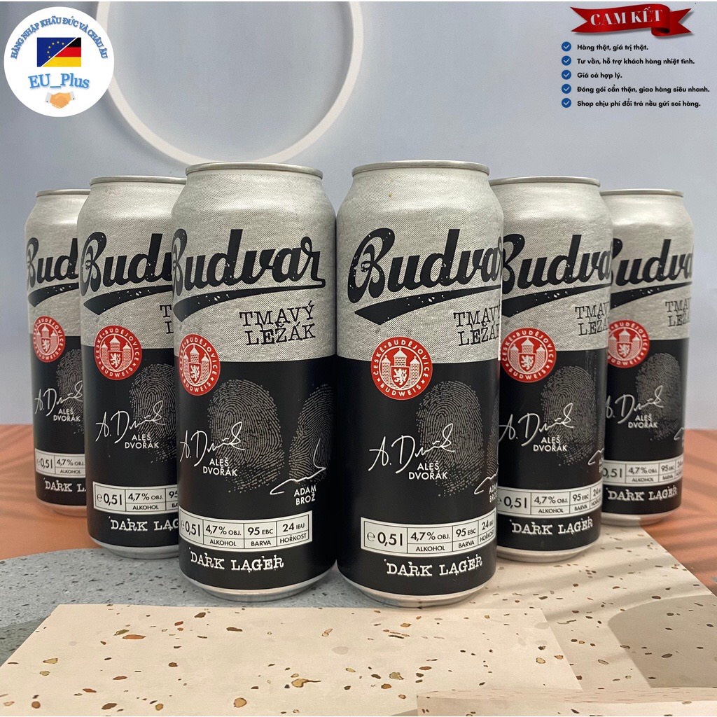 Bia Budweiser Budvar Dark 4,7% Tiệp – 500ml - Bia đen