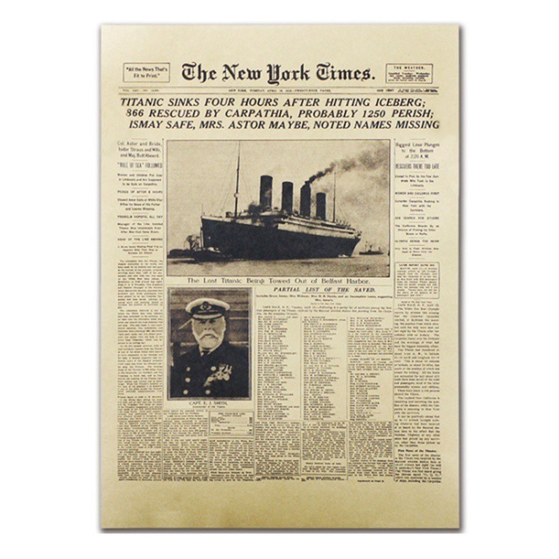 Áp Phích Treo Tường Trang Trí Hình New York Times Titanic
