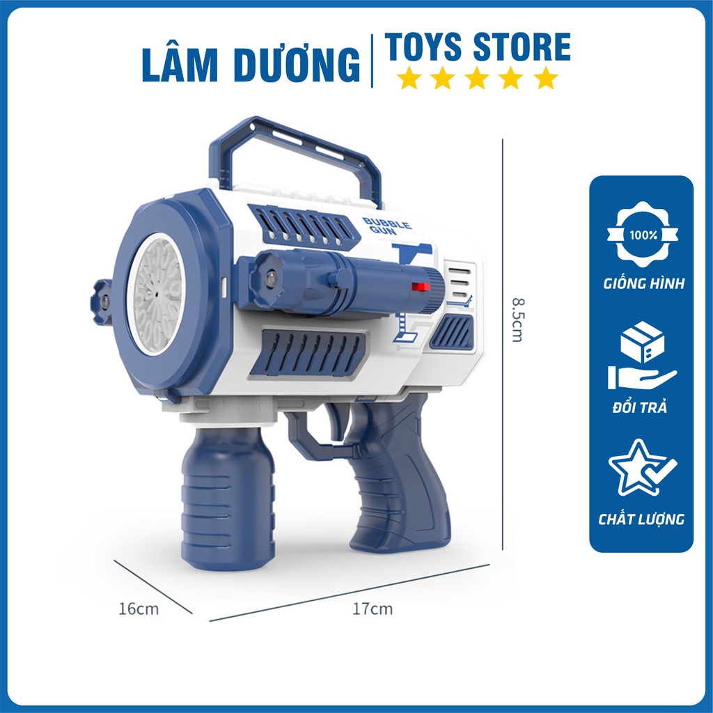 Súng Bắn Bong Bóng Xà Phòng Tự Động 12 Nòng Cỡ Lớn Có Đèn Có Nhạc Cho Bé - Súng Thổi Bong Bóng Lâm Dương Toys