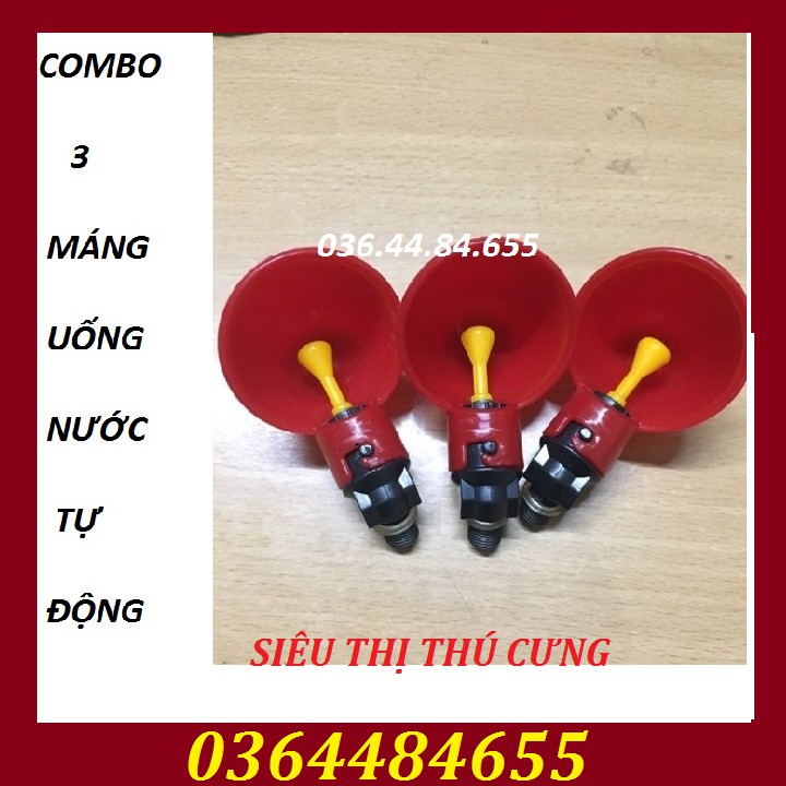 Combo 6 máng uống tự động màu đỏ cho gà vịt-núm uống tự động