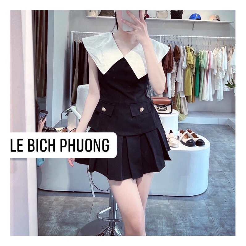 Set váy cổ piter cv xếp ly