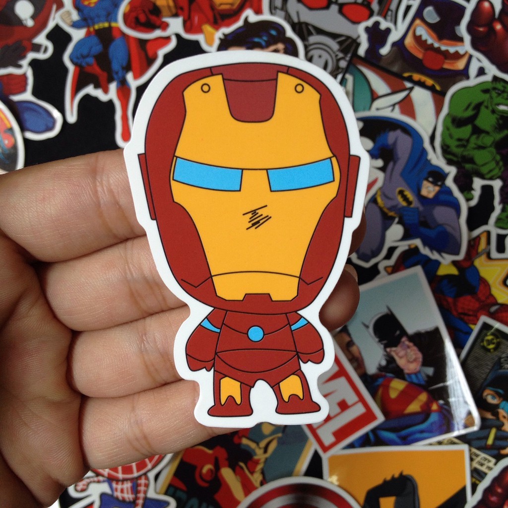 Combo 10 Sticker dán cao cấp chủ đề SIÊU ANH HÙNG - MARVEL - DC COMICS Dùng dán Xe, dán mũ bảo hiểm,dán Laptop,dán Vali