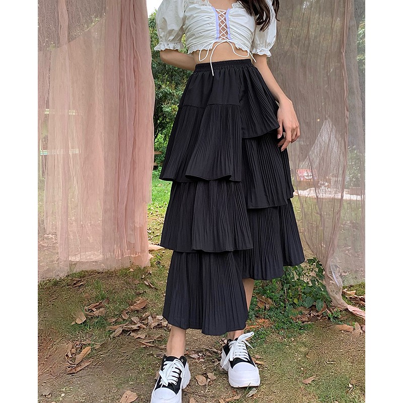 Chân váy dài tầng lệch tà Emilyshop ulzzang