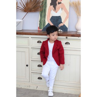 Set quần áo vest công tử nhí màu đỏ đô