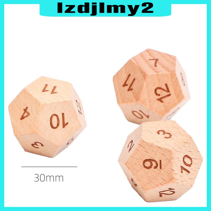 Romanful 5pcs Wooden D12 12-Sided Dice Board Game DND MTG Dice for Role Playing