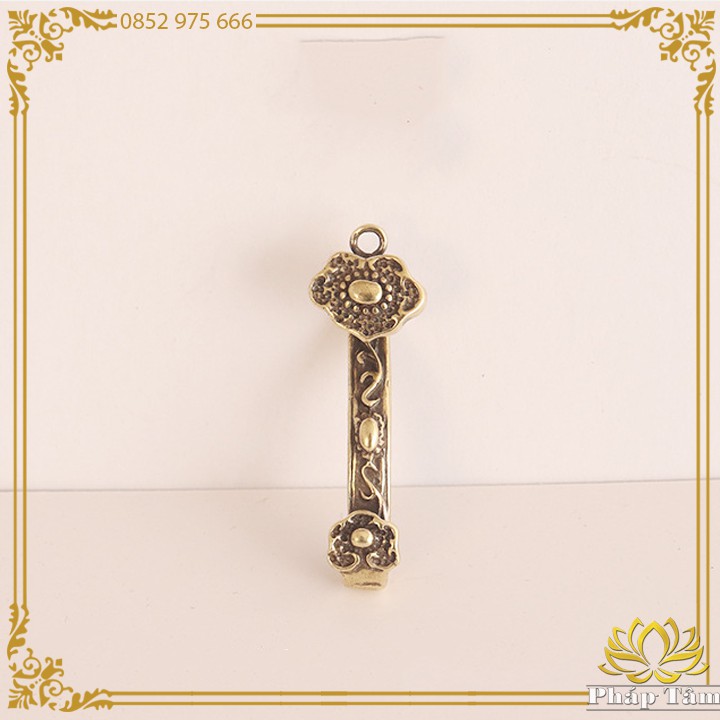 Móc Khóa Gậy Như Ý Tài Lộc Đồng Nguyên Khối - Tâm Phong Thủy