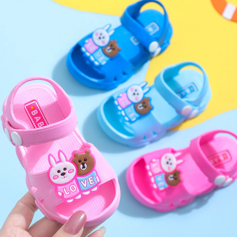 ♕ babyme ღ Giày sandal mềm đế chống trượt phong cách mùa hè dành cho bé trai và bé gái