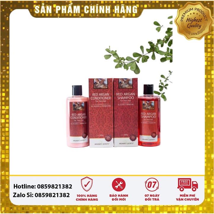 BỘ DẦU GỘI DẦU XẢ SUÔN MƯỢT CHỮA TRỊ TÓC HƯ TỔN NẶNG RED ARGAN VITAMINS 500ML