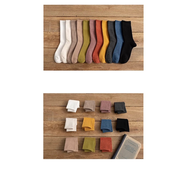Tất cổ cao, vớ cổ cao nữ nam vải cotton co giãn phong cách cao cổ Hàn Quốc trơn nhiều màu