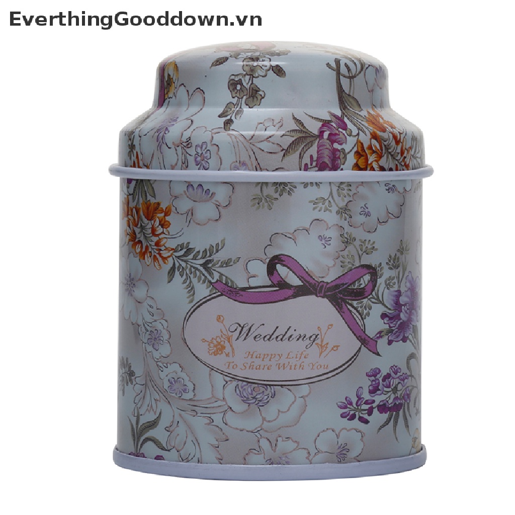 Everthinggood Hộp Thiếc Đựng Trà Cà Phê Đường Bằng Thiếc In Họa Tiết Hoa Có Nắp Đậy Kín