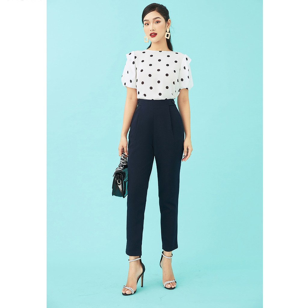 Quần Baggy nữ 92WEAR 3 màu, 2 cúc trang trí QGA1489