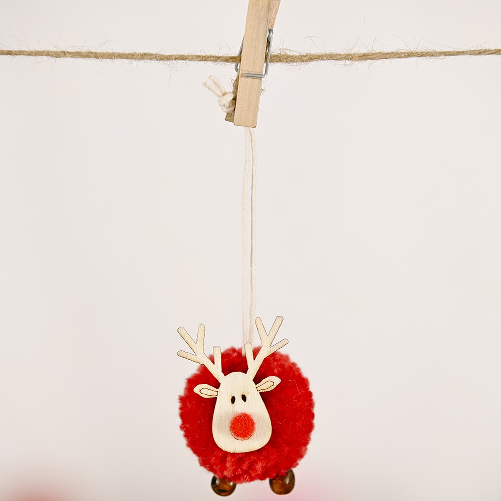 Dễ Thương Phụ Kiện Treo Trang Trí Cây Thông Noel Hình Chú Nai Bằng Gỗ