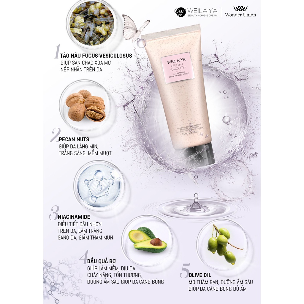 Ủ Trắng Da Body Vỏ Hồ Đào Weilaiya 200ml