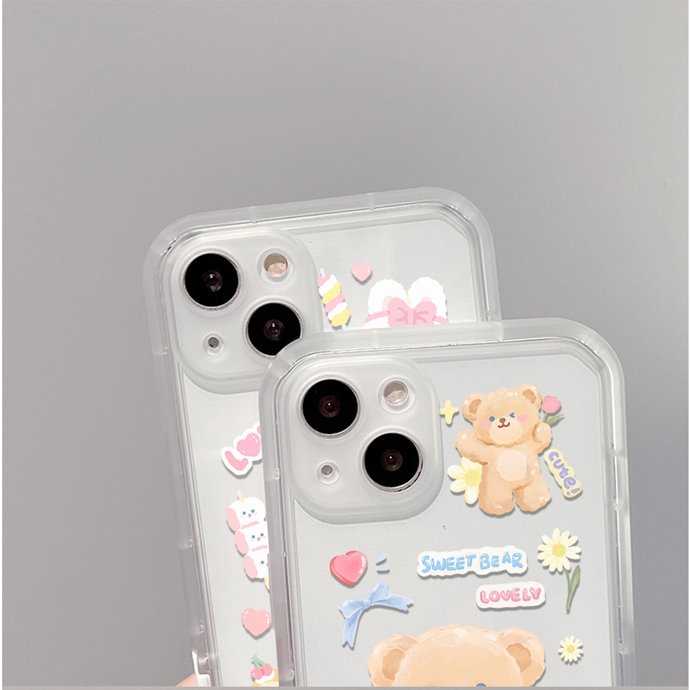 Ốp Điện Thoại Mềm Chống Sốc Có Giá Đỡ Hình Gấu Thỏ Dễ Thương Cho Iphone 11 13 12 Pro Max XS Max X XR 7 8 Plus