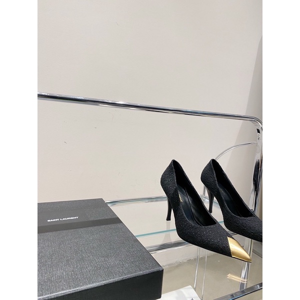 Giày cao gót 9cm mũi nhọn da thật thương hiệu Saint Laurent YSL mẫu mới 2022 cao cấp
