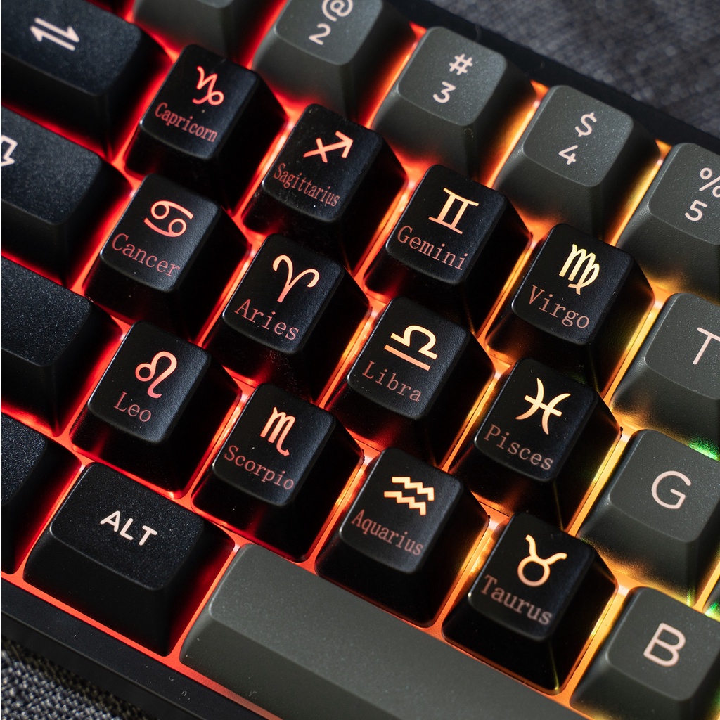 Keycap Zodiac xuyên led OEM profile, 12 nút bàn phím cơ cherry