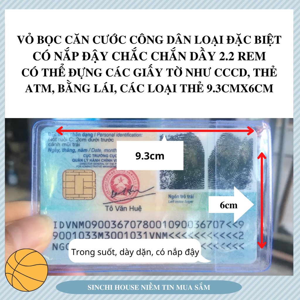 Vỏ bọc thẻ căn cước công dân, thẻ ATM, chứng minh, giấy phép lái xe trong suốt có nắp và các loại giấy tờ cá nhân