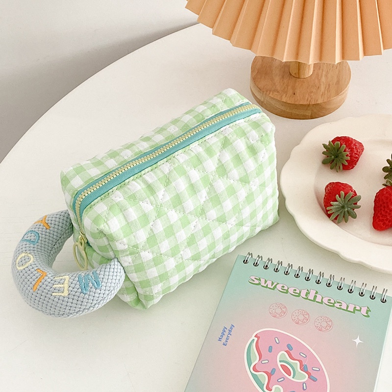Túi Đựng Bút / Mỹ Phẩm mini Họa Tiết Hoạt Hình Màu Tương Phản Phong Cách Hàn Quốc Cho Nữ Ốp