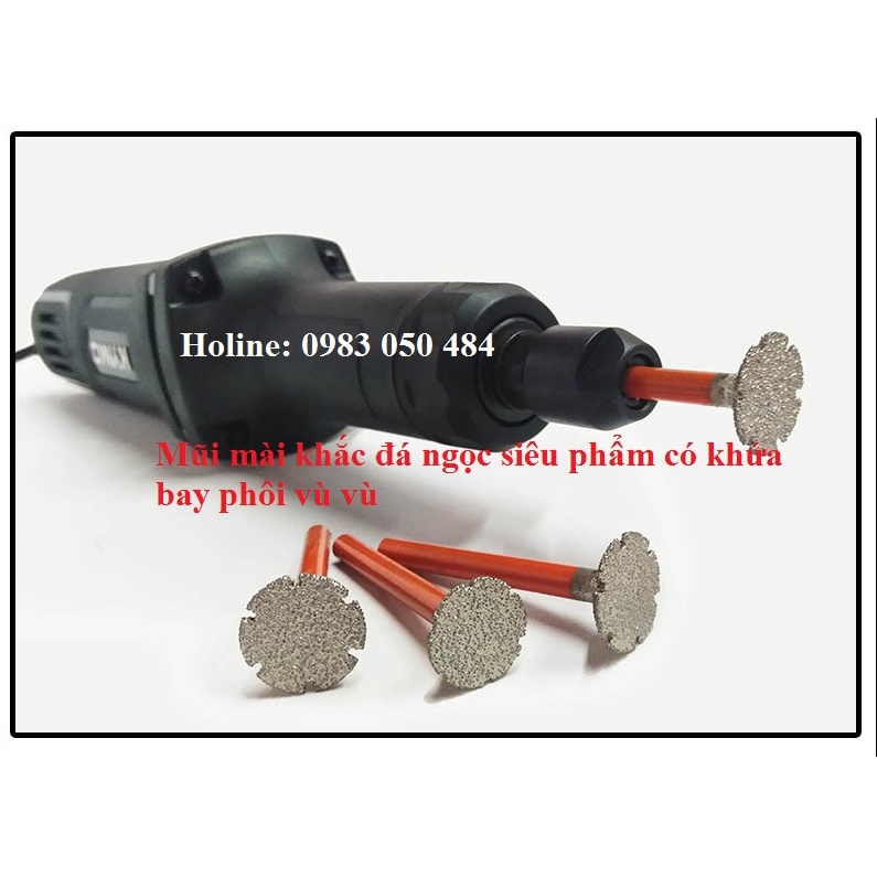 Mũi khắc phá đá ngọc cao cấp đầu có khứa trục 6mm đầu 18mm hoặc 20mm siêu phẩm Mũi kim cương hình T khía
