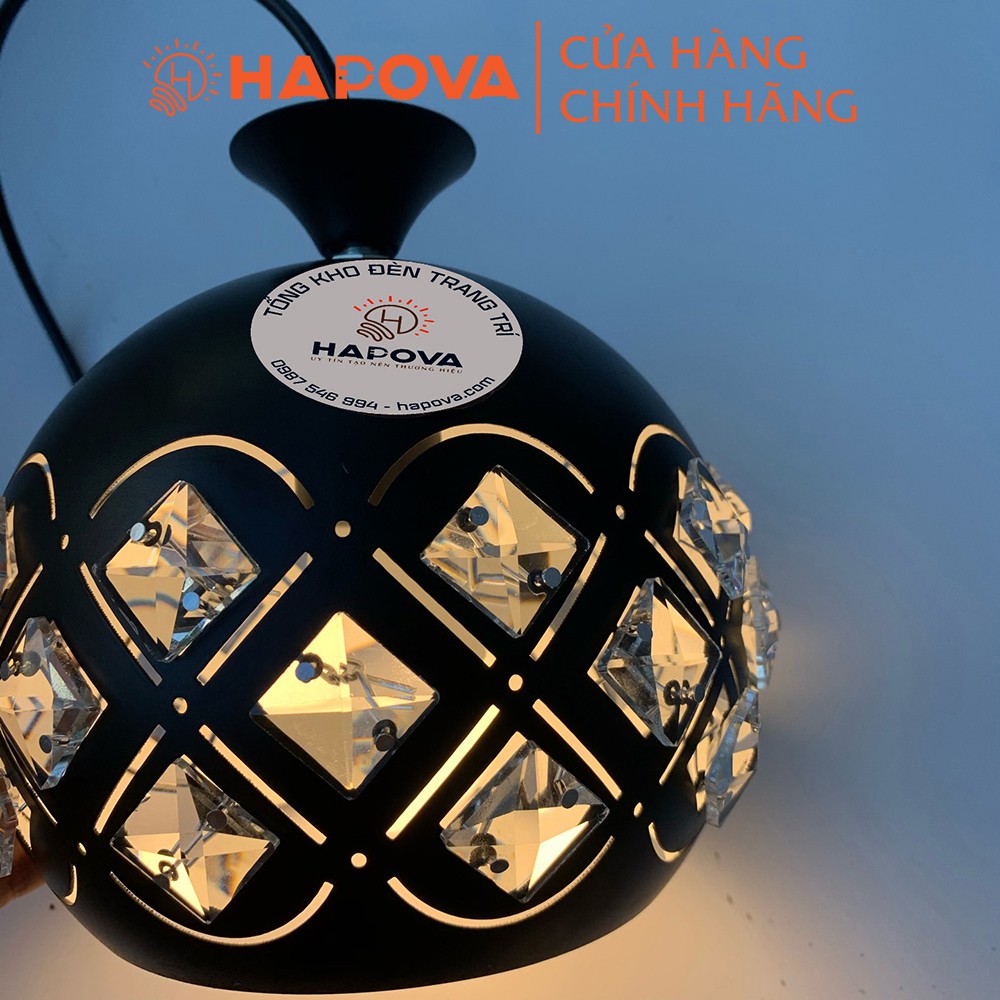 Bộ 03 Đèn thả trang trí trần bằng pha lê HAPOVA PIXAR 6939/3 + Tặng kèm bóng led 9W Vàng
