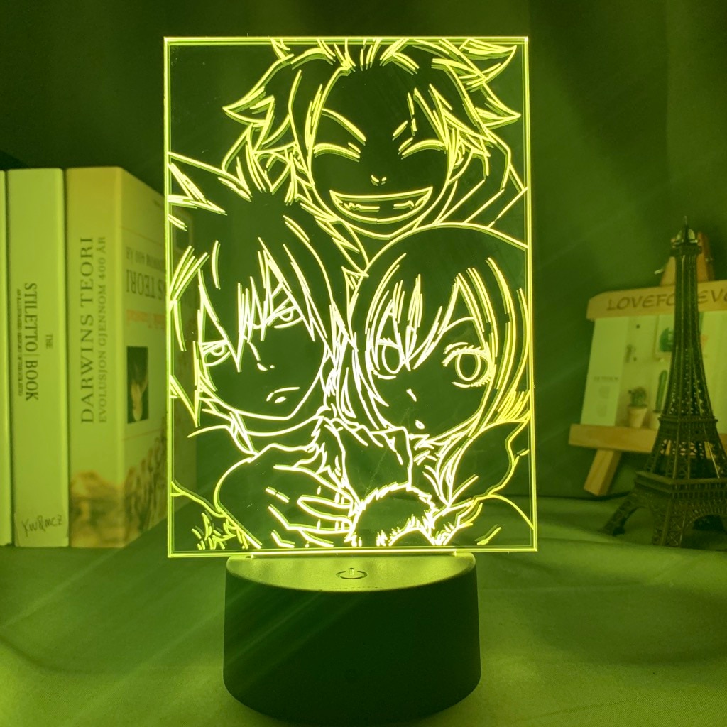 Anime Fairy Tail Natsu Dragneel and Erza Scarlet Hug Night Light Led Touch Sensor Nightlight for Child Room Decor Table 3d Lamp