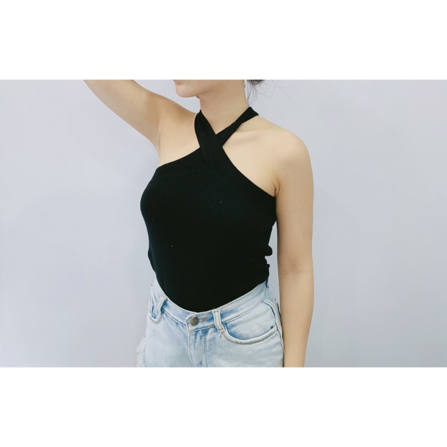 Áo yếm thun len gân lạnh ôm dáng