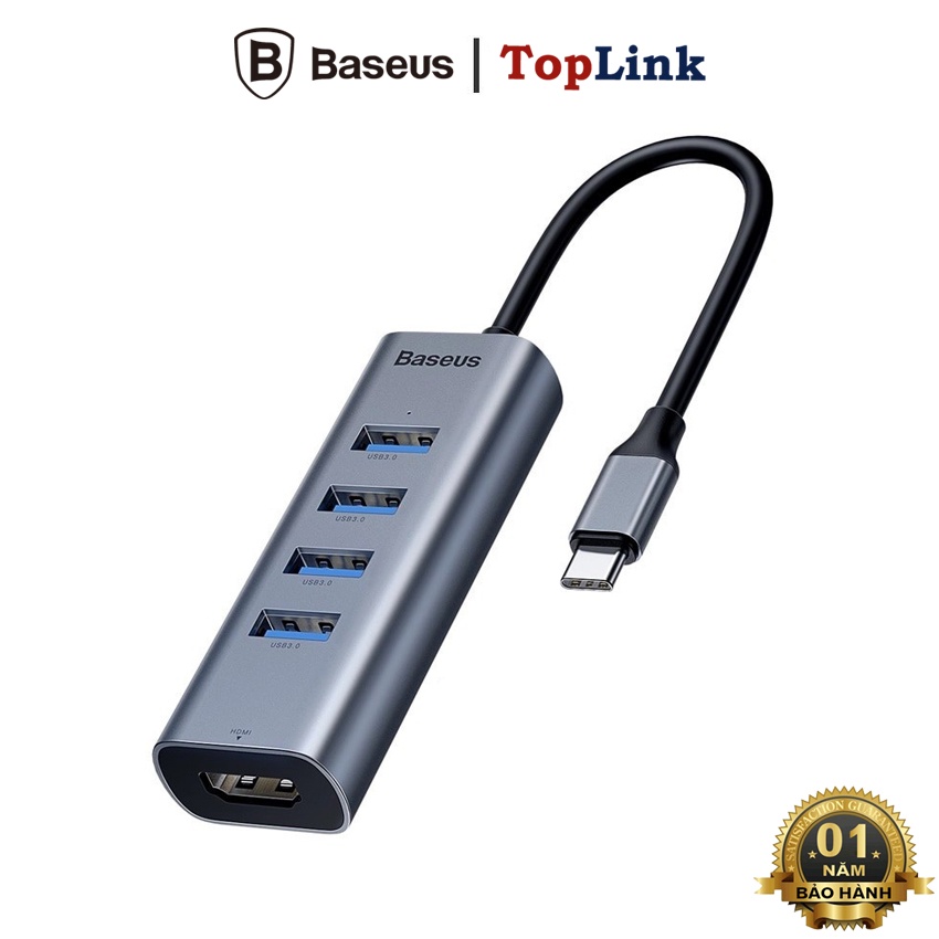 Hub Chuyển Đổi Type-C To HDMI và USB 3.0 - Hub chuyển Type C to USB 3.0 và HDMI Baseus Cho Macbook - TopLink