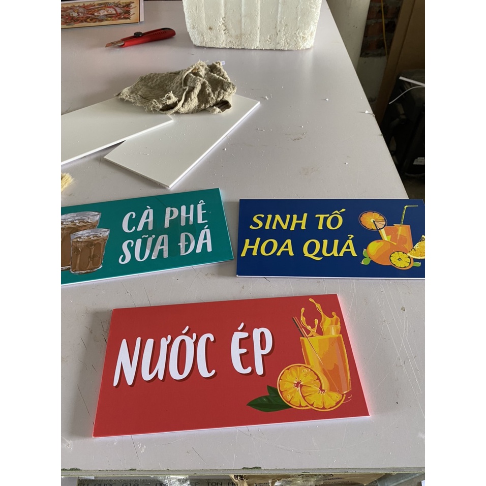 Ablum 20 Mẫu Biển Dịch Vụ Trang Trí Quán Cà Phê Trà Chanh Trà Sữa Khổ 15x30cm