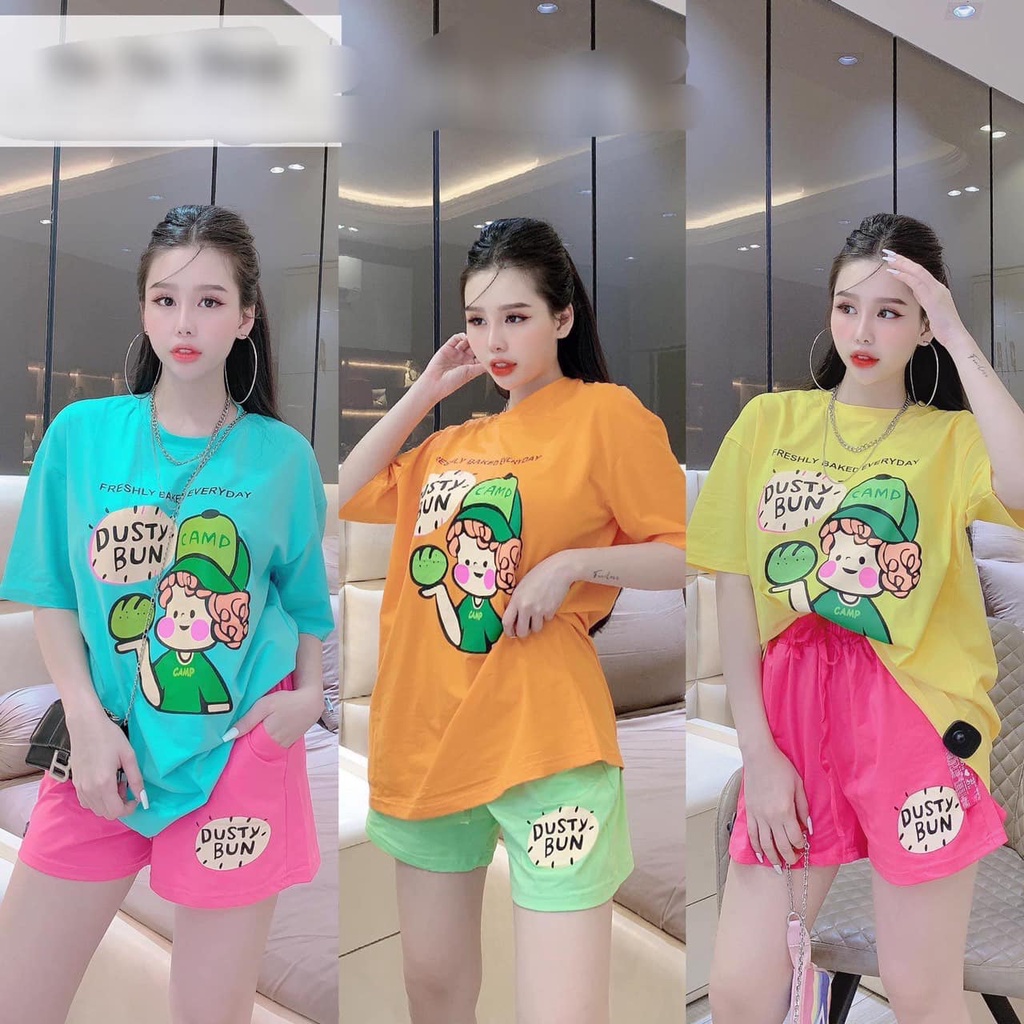 Đồ bộ ngắn nữ mặc nhà Dusty Bun tay ngắn ❤️ set bộ thun cotton mềm mát form đẹp siêu cute dễ thương, không xù lông PL16