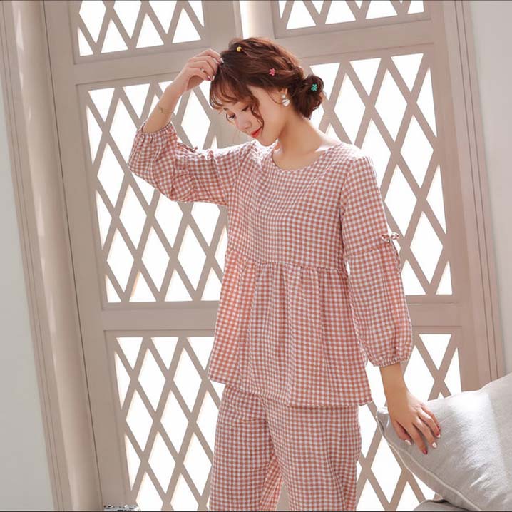 Bộ Đồ Mặc Nhà Nữ Form Rộng Kẻ Caro Dễ Thương | BigBuy360 - bigbuy360.vn