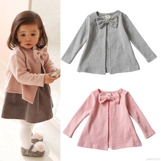 Áo khoác ngoài cotton cổ tròn xinh xắn dành cho bé gái