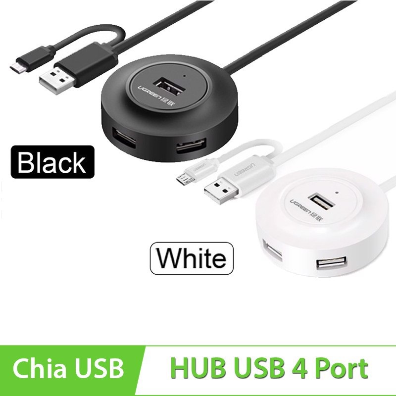 HUB Bộ Chia USB 2.0 4 Cổng Tích Hợp OTG chính hãng Ugreen 20278 - Bảo hành chính hãng 18 tháng