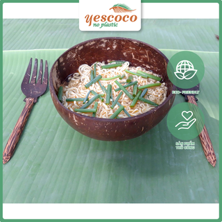 Bộ Bát Thìa Nĩa Gáo Dừa Ăn Mì Xào YESCOCO XƯỞNG SX